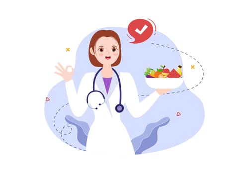 Nutrition Store with Dietary Supplement of Vitamins and Minerals such as Fresh Fruit or Vegetables Template Hand Drawn Cartoon Flat Illustration