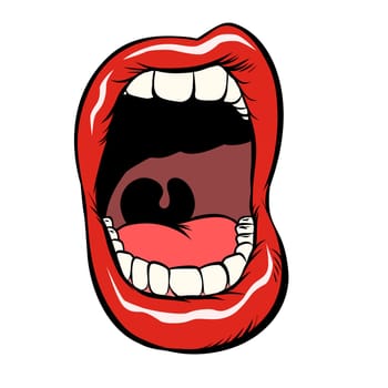 isolate on white background open mouth with teeth. Pop art retro vector illustration kitsch vintage