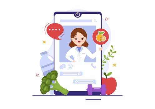 Nutrition Store with Dietary Supplement of Vitamins and Minerals such as Fresh Fruit or Vegetables Template Hand Drawn Cartoon Flat Illustration