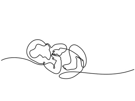 Continuous line drawing. Cute baby is lying on the white background. Vector illustration. Concept for logo, card, banner, poster, flyer