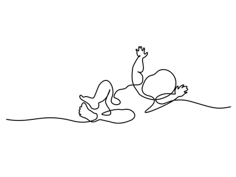 Continuous line drawing. Cute baby is lying on the white background. Vector illustration. Concept for logo, card, banner, poster, flyer