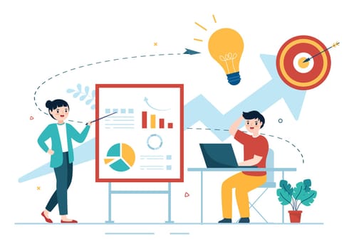 Life Coach for Consultation, Education, Motivation, Mentoring Perspective and Self Coaching in Template Hand Drawn Cartoon Flat Illustration