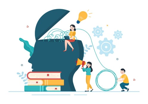 Life Coach for Consultation, Education, Motivation, Mentoring Perspective and Self Coaching in Template Hand Drawn Cartoon Flat Illustration