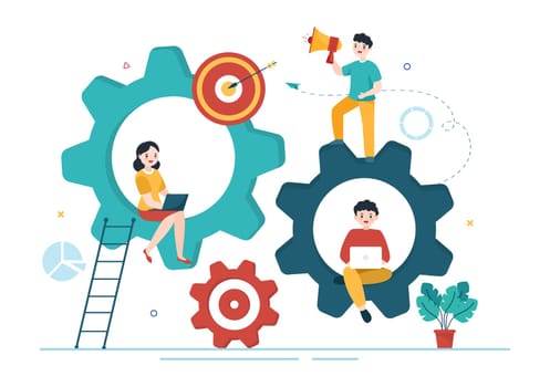 Life Coach for Consultation, Education, Motivation, Mentoring Perspective and Self Coaching in Template Hand Drawn Cartoon Flat Illustration