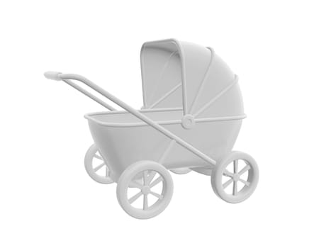 white baby carriage isolated on white background