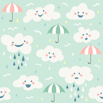 Cute baby cloud pattern vector seamless