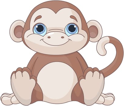 Illustration of cute baby monkey