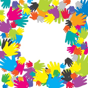 Frame with colored hands