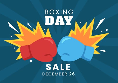 Boxing Day Sale Template Hand Drawn Cartoon Flat Illustration with Glove and Gift Box for Promotion or Shopping Concept