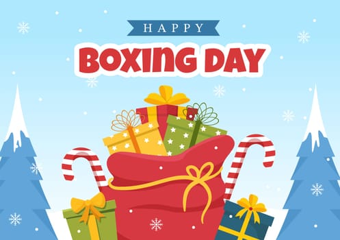 Boxing Day Sale Template Hand Drawn Cartoon Flat Illustration with Glove and Gift Box for Promotion or Shopping Concept