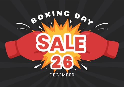 Boxing Day Sale Template Hand Drawn Cartoon Flat Illustration with Glove and Gift Box for Promotion or Shopping Concept