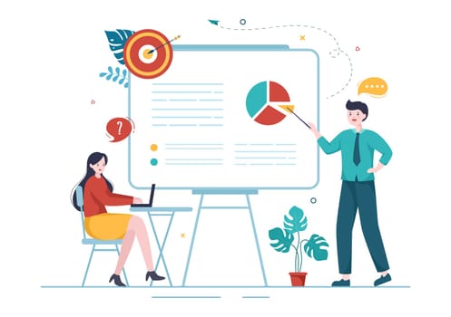 Life Coach for Consultation, Education, Motivation, Mentoring Perspective and Self Coaching in Template Hand Drawn Cartoon Flat Illustration