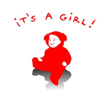 baby arrival card with a little girl silhouette and text