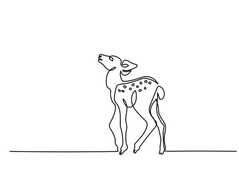 Continuous line drawing. Funny deer cub baby. Vector illustration. Concept for logo, card, banner, poster flyer
