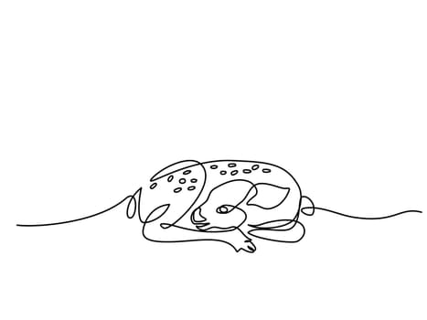 Continuous line drawing. Funny deer cub baby. Vector illustration. Concept for logo, card, banner, poster flyer