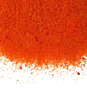 Potassium Ferricyanide, chemical ingredient used in the food and pharmaceutical industries on white laboratory table. Science background. Top View