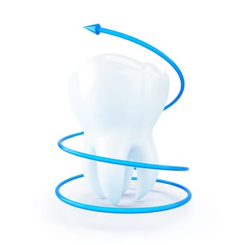 moving tooth blue arrow isolated on a white background