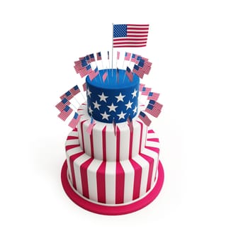 Cake for July 4th on a white background