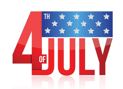 4th of july sign illustration design over white