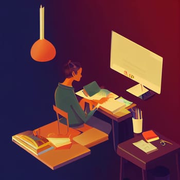 Concept illustration for working, freelancing, studying, education and work from home