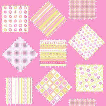 Blanket for baby girls with pink patches