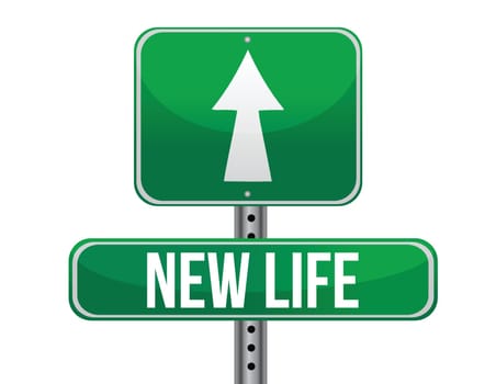 start new life road sign illustration design over white