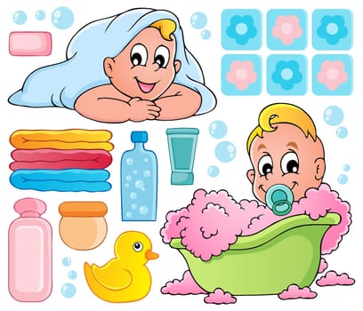 Baby bath theme collection 1 - vector illustration.