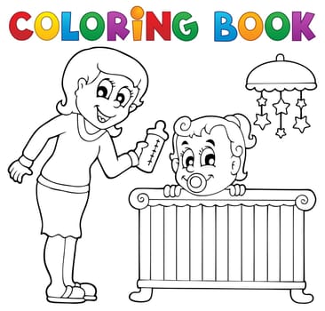 Coloring book baby theme image 1 - vector illustration.