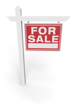 3D Illustration For Sale Real Estate Sign Isolated on White Background.