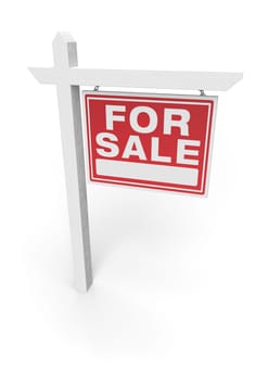 3D Illustration For Sale Real Estate Sign Isolated on White Background.