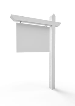 3D Illustration Blank Real Estate Sign Isolated on White Background.