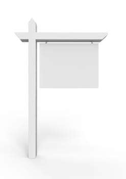 3D Illustration Blank Real Estate Sign Isolated on White Background.