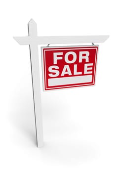 3D Illustration For Sale Real Estate Sign Isolated on White Background.