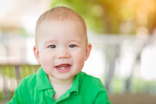 Portrait of A Happy Mixed Race Chinese and Caucasian Baby Boy