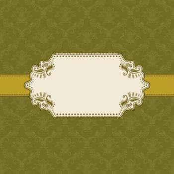 Vector template frame design for greeting card . Background - seamless pattern.