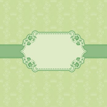 Vector template frame design for greeting card . Background - seamless pattern.