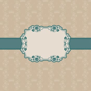Vector template frame design for greeting card . Background - seamless pattern.