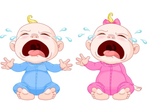 Cute crying baby twins