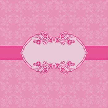Vector template frame design for greeting card . Background - seamless pattern.