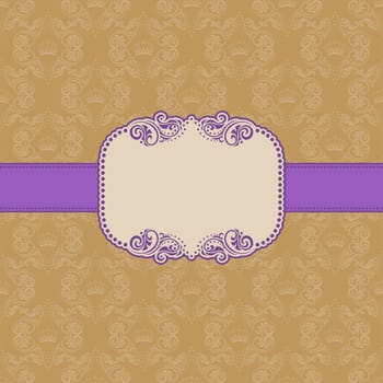 Vector template frame design for greeting card . Background - seamless pattern.