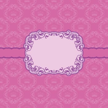 Vector template frame design for greeting card . Background - seamless pattern.