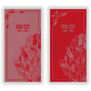 Template design for invitation with damask ornaments. Vector illustration in vintage style.