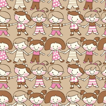 Seamless pattern - small cartoon children