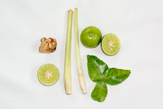 Spices of spicy lemongrass soup or tom yam is thai food. Tom yum flavoured with the paste may have different characteristics from that made with fresh herb ingredients such as galangal, kaffir lime leaf, lemon, lemongrass.