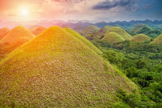 Beautiful scenery of Chocolate Hills in Bohol, Philippines