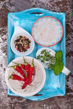 Tray with spices