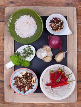 Tray with spices