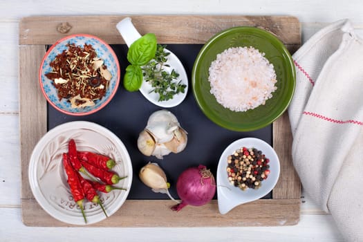 Tray with spices