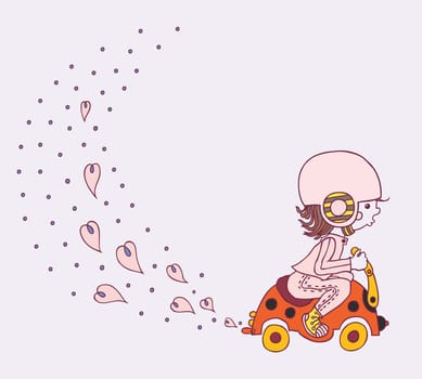 cute little girl goes on a child's bike - Ladybird