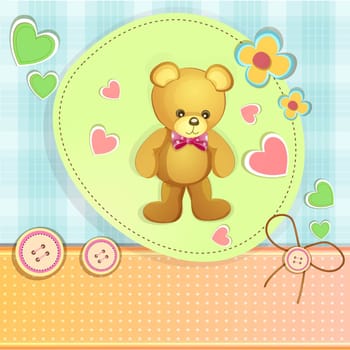 Baby shower card with cute teddy bear